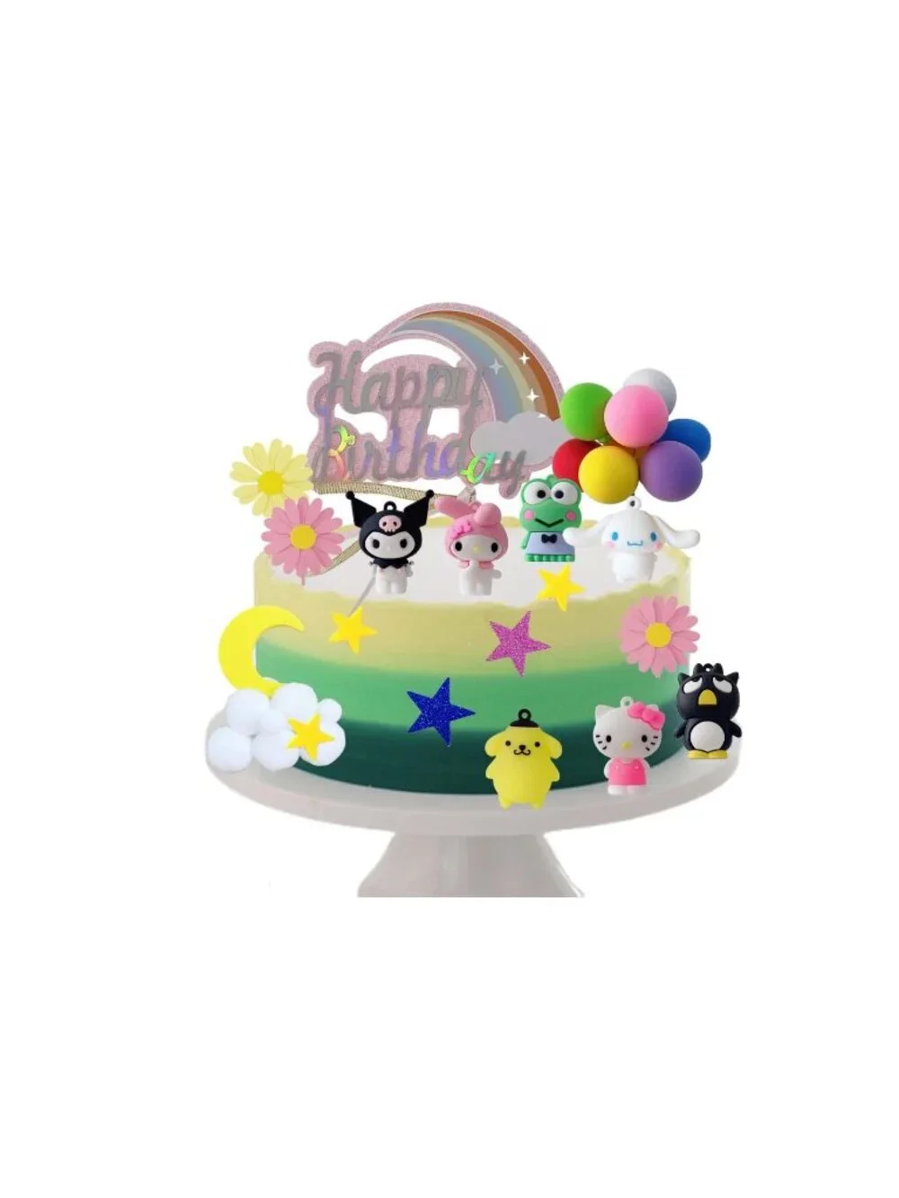 36pcs. Hello Kitty & Friends Cake Topper Set With Rainbow Theme For Birthday Par